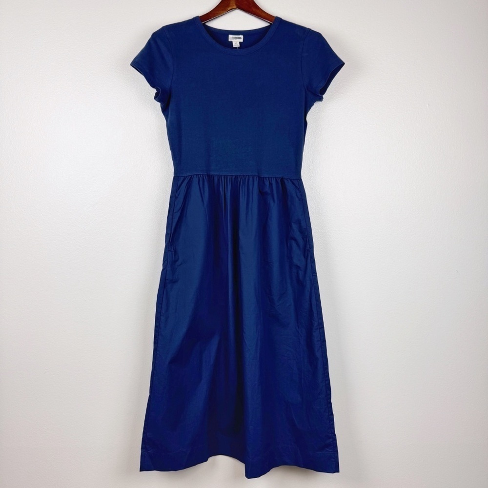 J. Crew Short Sleeve Lightweight Knit Mixy Dress Navy Size XS NWT - Picture 2 of 7